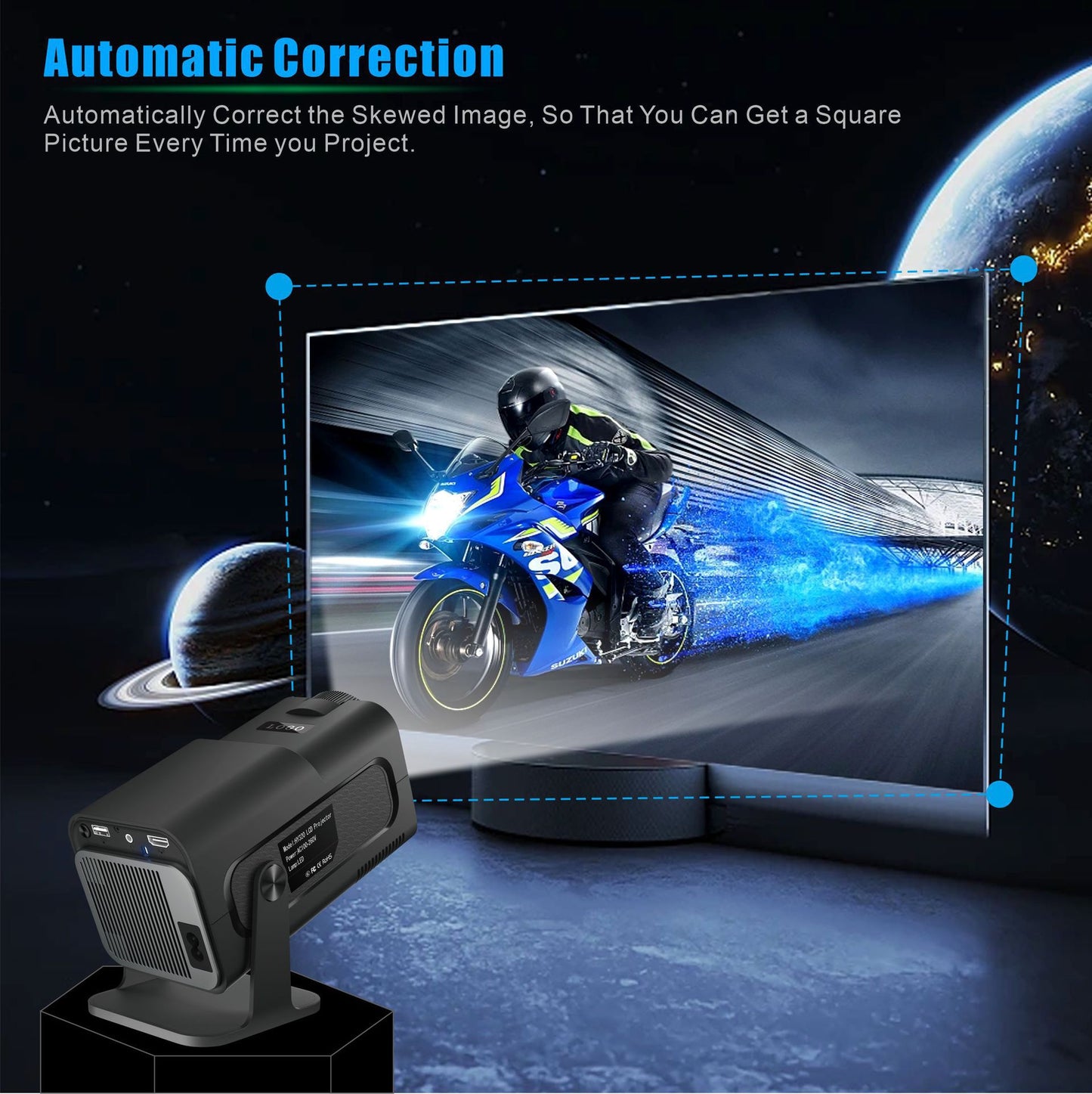 Smart Mini 4K Projector – Android TV, WiFi, 150” Home Cinema Experience